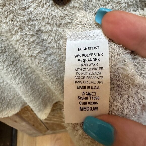 Sunland 17 Oversized Cozy‎ Button-Up Fleece Cardigan Cream Women's Size Medium - Picture 5 of 6